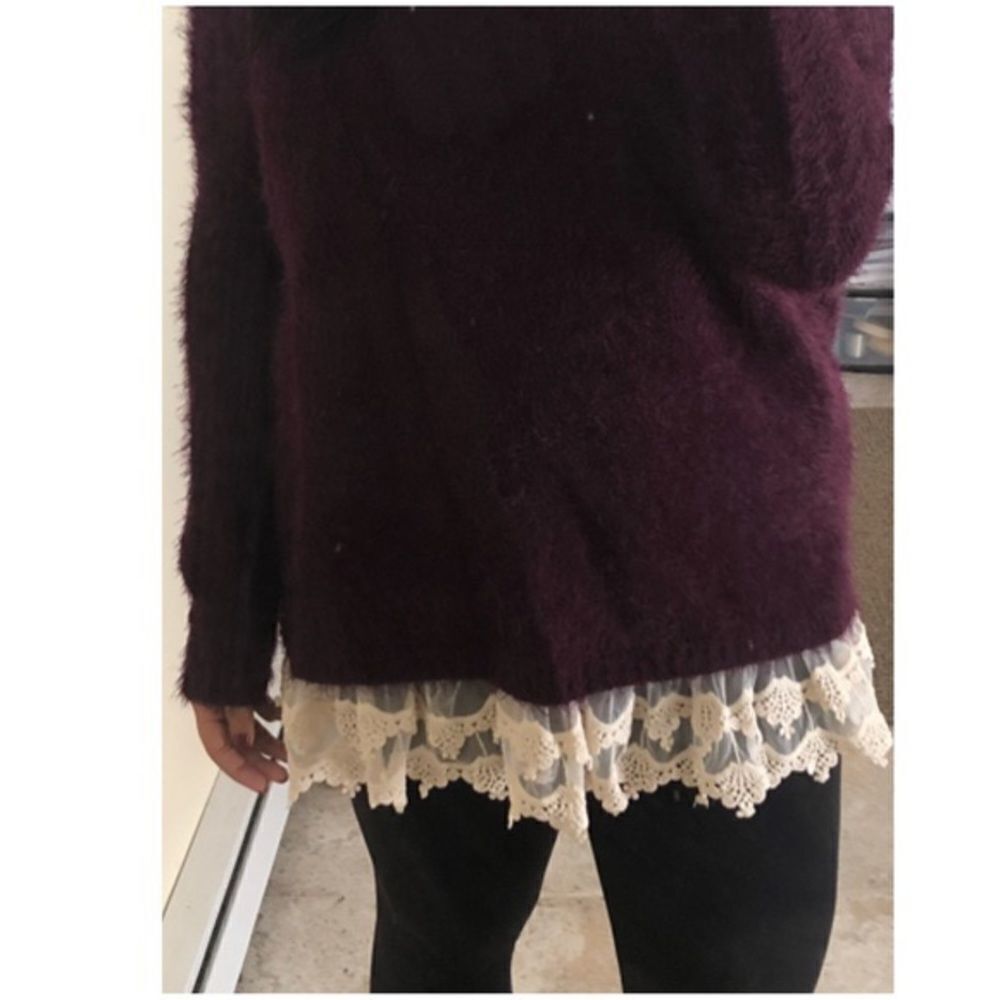 ✨ Fuzzy Lace Trim Sweater✨ - Picture 4 of 6